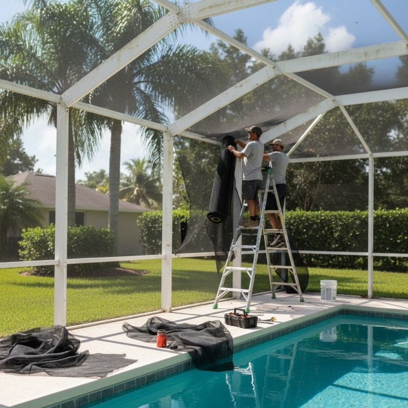 Local Pool Cage Screen Repair pros at work